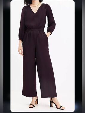 NWTs LOFT Wide-Leg Jumpsuit in Deep Plum Eggplant